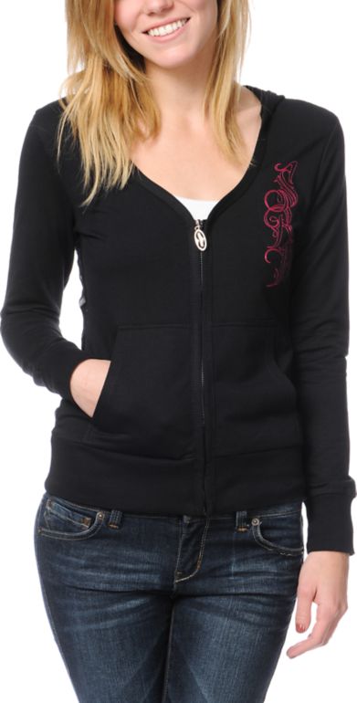 SRH Girls Knightly Black Zip Up Hoodie