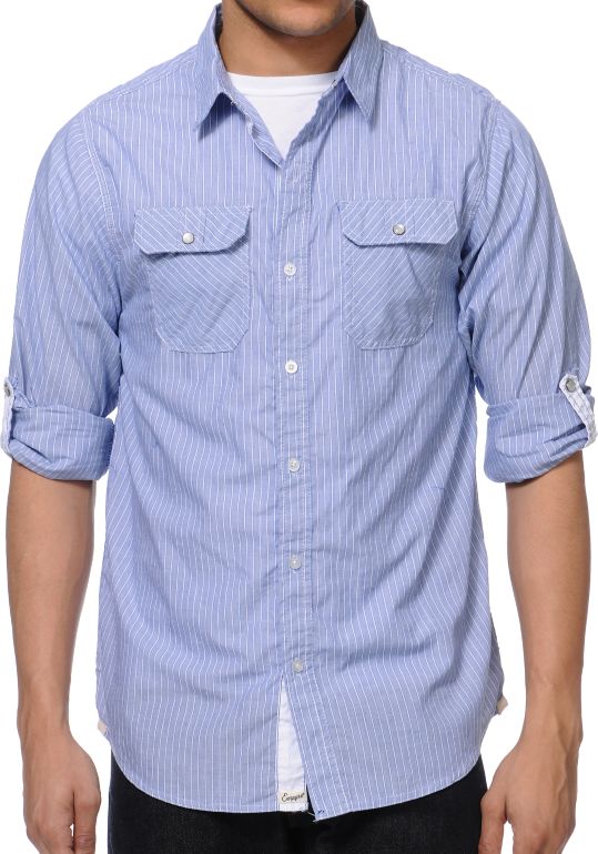 Empyre Metric Blue Pinstripe Button Up Shirt