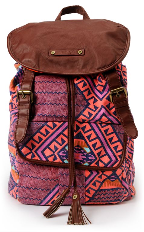 Hurley Girls One And Only Orange Tribal Print Backpack