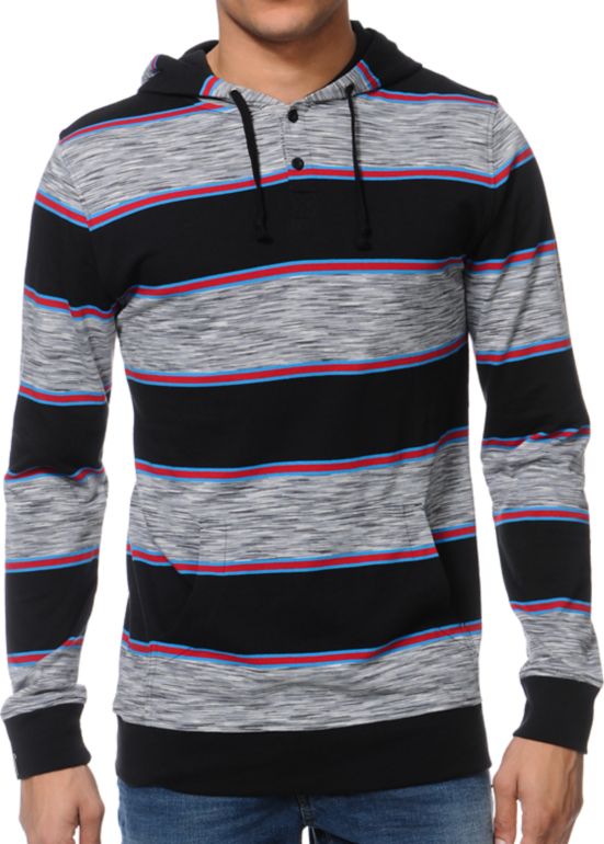 Empyre Leeway Black Stripe Henley Hoodie