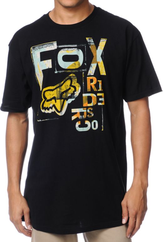 Fox Typo Black Tee Shirt