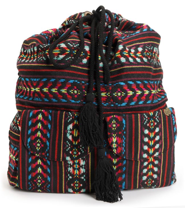Billabong Canyon Cruz Black Tribal Print Rucksack Backpack