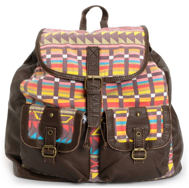 T-Shirt & Jeans Tribal Print Brown Backpack