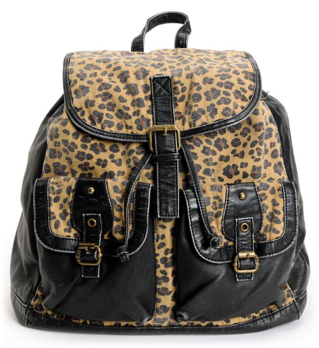T-Shirt & Jeans Leopard Print Black Backpack