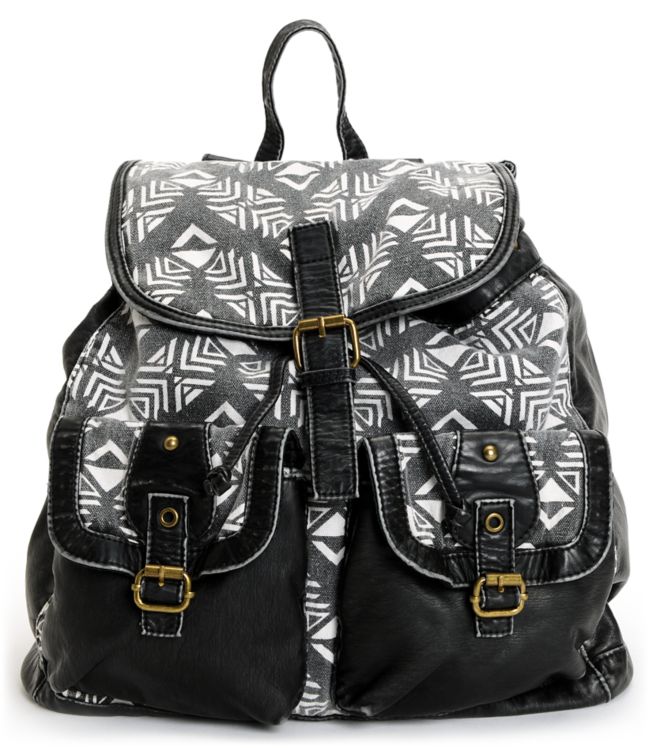 T-Shirt & Jeans Tribal Print Black Backpack