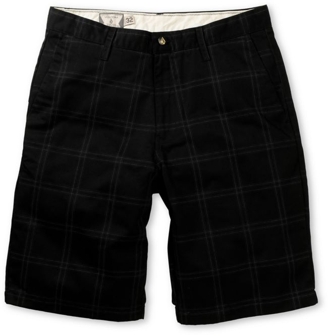 Volcom Frickin Modern Black Plaid Chino Shorts