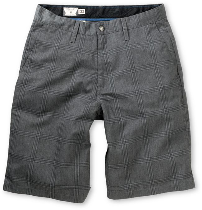 Volcom Frickin Modern Charcoal Plaid Chino Shorts