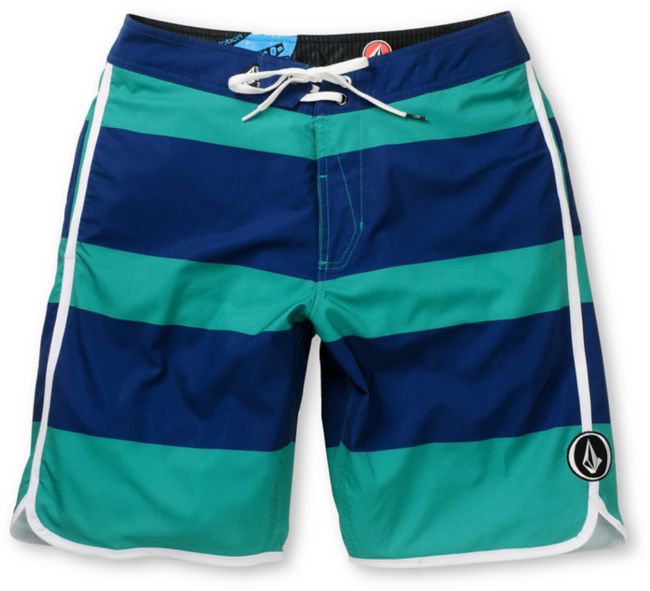 Volcom V4S Scallop Green Striped 21 Board Shorts