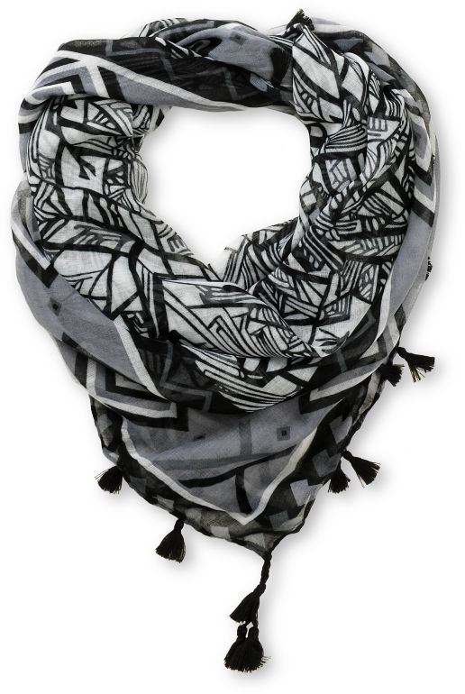 Super Trader Geo Fringe Black & White Scarf