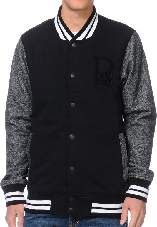 Dravus Vaughn Black & Charcoal Fleece Varsity Jacket