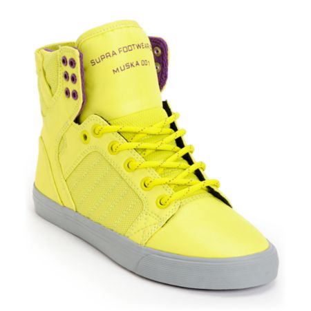 Supra Womens Skytop Neon Yellow Nylon Shoe