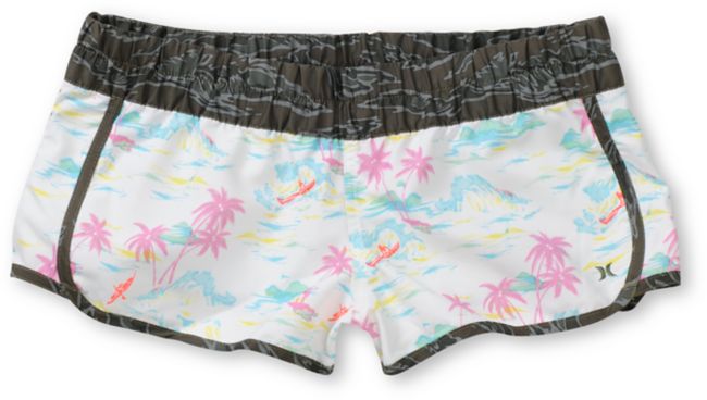 Hurley Girls White Flamo Super Suede Beachrider Board Shorts