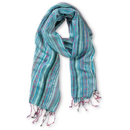 Magic Touch Blue Rayon Pattern Scarf