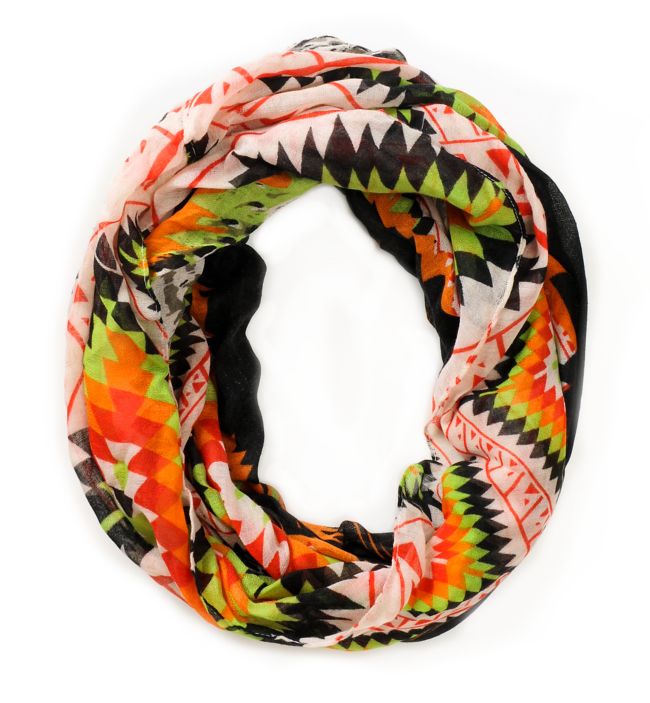 D&Y Tribal Print Black Infinity Scarf