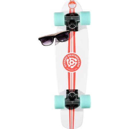 Stereo Wood Vinyl Cruiser White & Pink Complete Skateboard