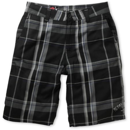 Metal Mulisha Calibrated Black Plaid Shorts