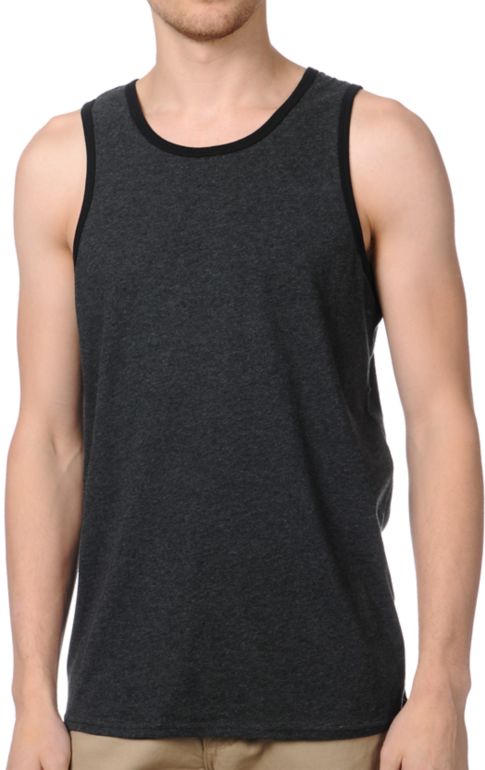 Zine Ringer Heather Black Tank Top