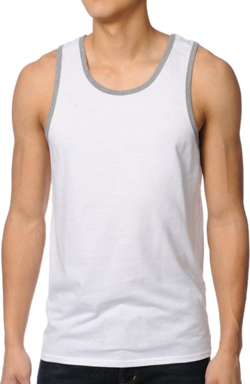 Zine Ringer Solid White Tank Top