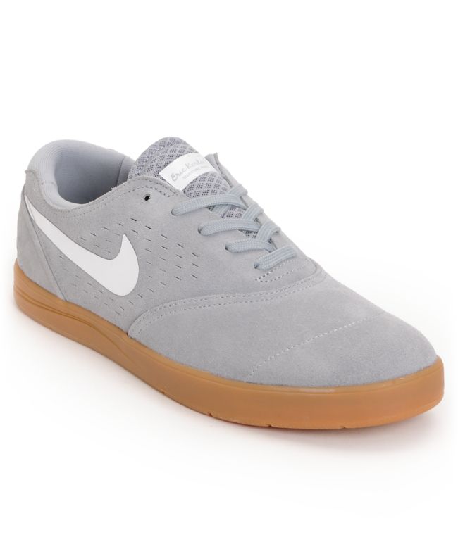 Nike SB Eric Koston 2 Lunarlon Wolf Grey, White & Gum Skate Shoe
