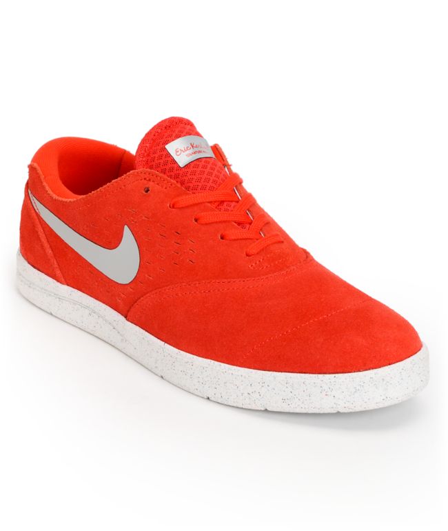 Nike SB Eric Koston 2 Lunarlon Pimento Red & Silver Suede Skate Shoe