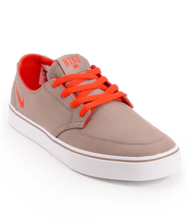Nike Braata LR Taupe & Red Canvas Skate Shoe