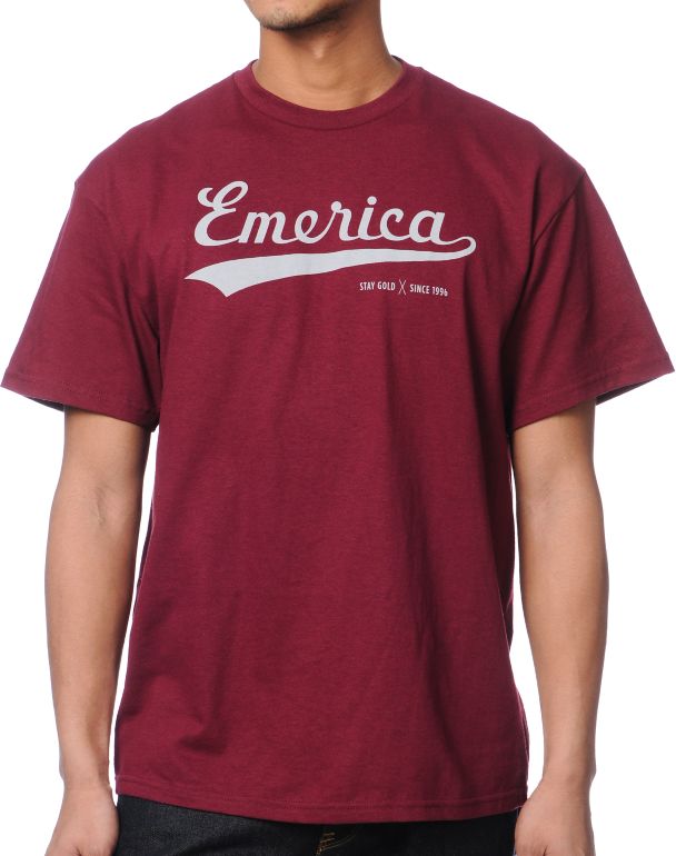 Emerica Bush League Burgundy Tee Shirt