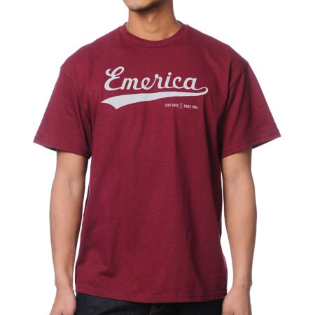 Emerica Bush League Burgundy Tee Shirt