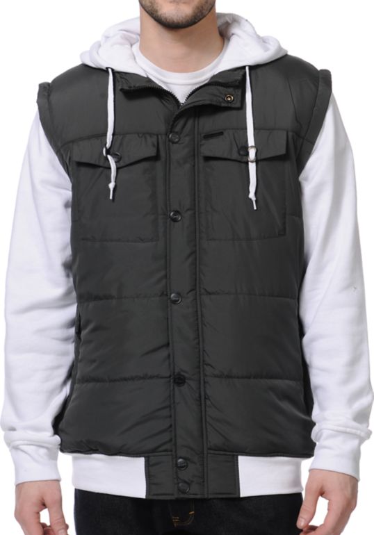 Empyre Trendon Charcoal & White Hooded Vest Jacket