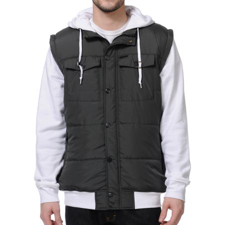 Empyre Trendon Charcoal & White Hooded Vest Jacket