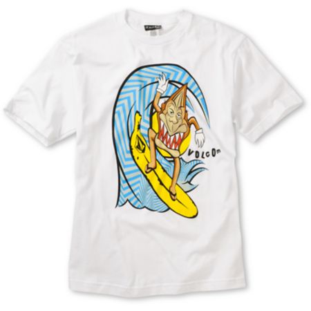 Volcom Boys Monkey Shacka White Tee Shirt