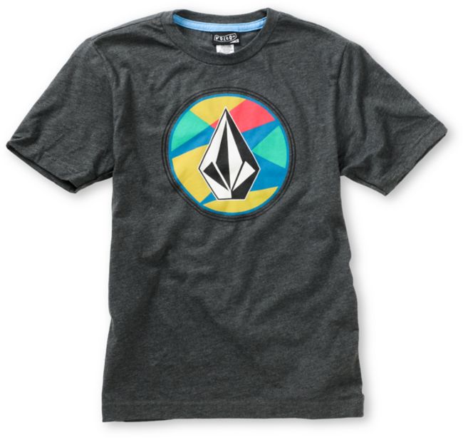 Volcom Boys Stained Stone Heather Charcoal Tee Shirt