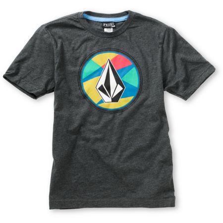 Volcom Boys Stained Stone Heather Charcoal Tee Shirt