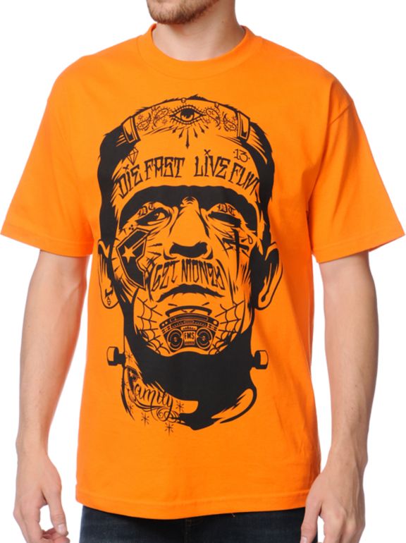 Famous Stars & Straps Die Fast Orange Tee Shirt