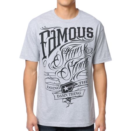 Famous Stars & Straps True Grit Heather Grey Tee Shirt
