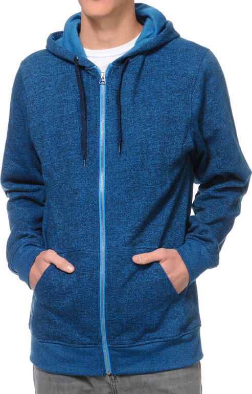 Zine Hooligan Ocean Speckle Blue Zip Up Hoodie
