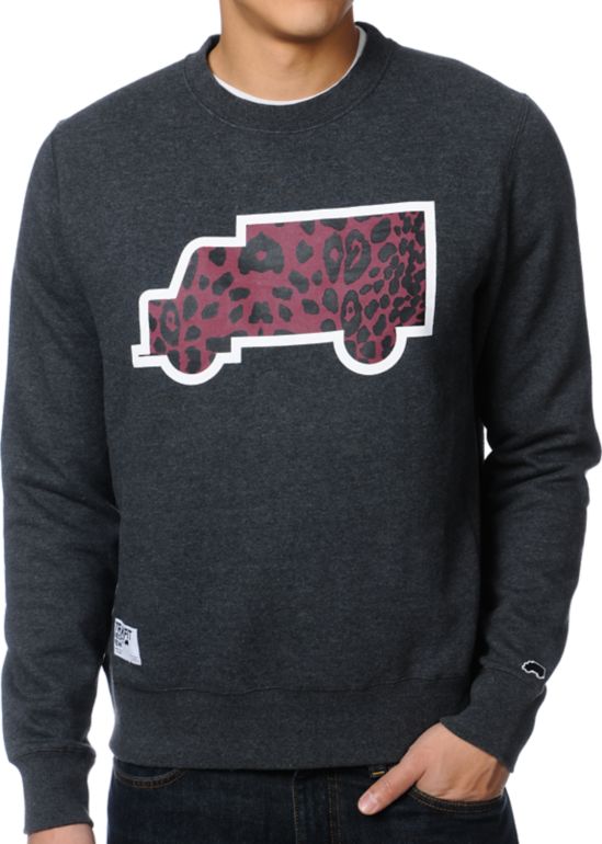 Trukfit Fill Up Cheetah Grey Crew Neck Sweatshirt