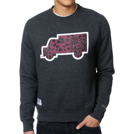 Trukfit Fill Up Cheetah Grey Crew Neck Sweatshirt