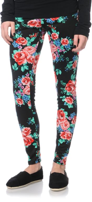 Empyre Girls Black Floral Print Leggings