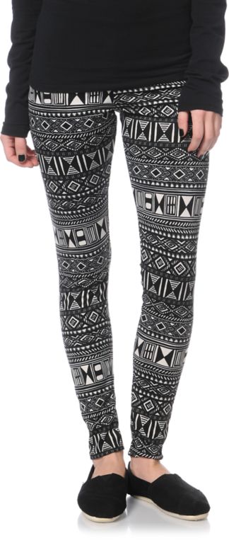 Empyre Girls Black & White Tribal Print Leggings