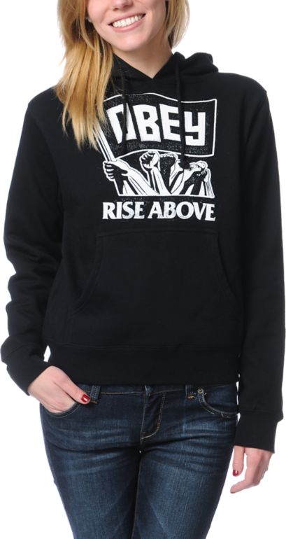 Obey Girls Rise Above Black Pullover Hoodie