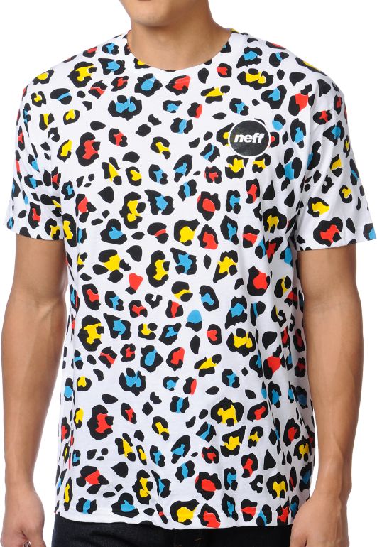 Neff Jotah Alp White Leopard Print Tee Shirt