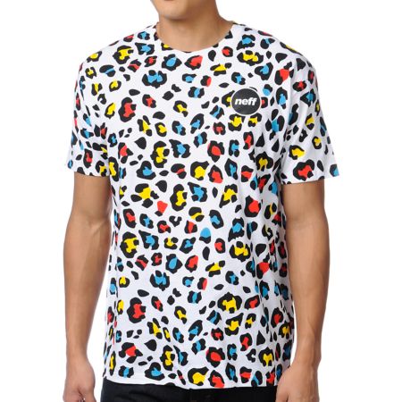 Neff Jotah Alp White Leopard Print Tee Shirt