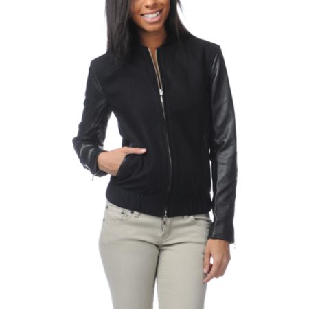 WeSC Girls Edif Black Varsity Jacket
