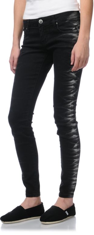 STS Blue Side Tie Leg Girls Black Skinny Jeans