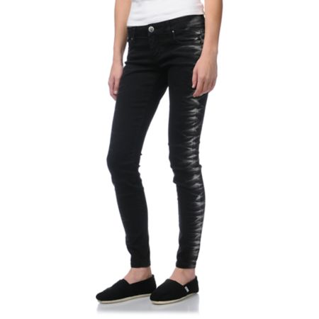 STS Blue Side Tie Leg Girls Black Skinny Jeans