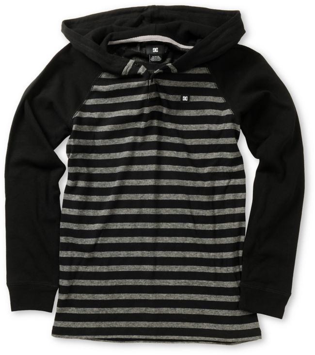 DC Boys Copius Black Long Sleeve Hooded Shirt