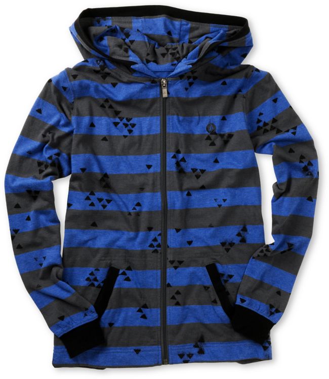 Volcom Boys Othercircle Blue Striped Zip Up Hoodie