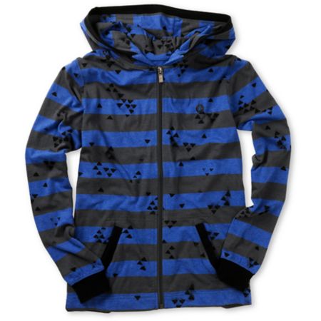 Volcom Boys Othercircle Blue Striped Zip Up Hoodie