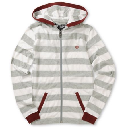 Volcom Boys Othercircle White Striped Zip Up Hoodie