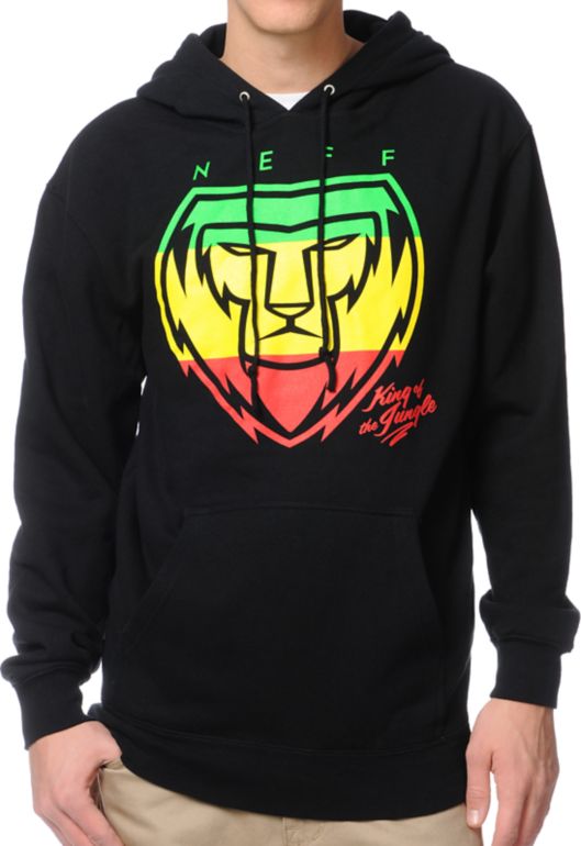 Neff King Lion Rasta Black Hoodie
